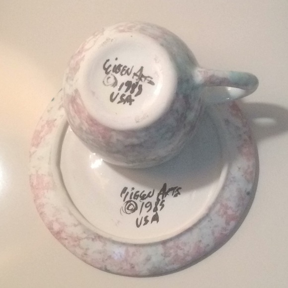 Artisan Handmade Ceramic Cup & Saucer – Blue, Rose & Cream - Picture 3 of 8